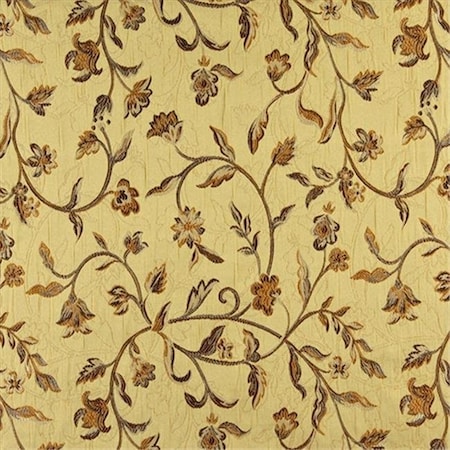 Designer Fabrics K0011H 54 In. Wide Gold; Brown And Ivory Embroidered; Floral Brocade; Upholstery And Window Treatments Fabric